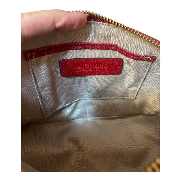 Michael Kors Red Cosmetic Bag with Gold Accents and Zip Pull 7.5x5x3 EUC - Picture 7 of 10